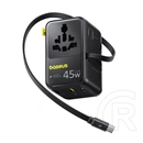Baseus picogo ag11 utazó töltő 2 usb+type-c aljzat (45w, gan6, gyorstöltés, eu, uk, us, au + fix type-c kábel) fekete