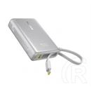 Baseus picogo vésztöltő usb+type-c aljzat (10000mah, 45w, pd gyorstöltő 3.0, led jelzés + fix type-c kábel) ezüst