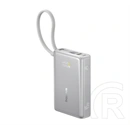 Baseus picogo vésztöltő usb+type-c aljzat (10000mah, 45w, pd gyorstöltő 3.0, led jelzés + fix type-c kábel) ezüst