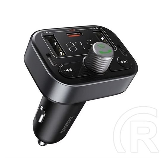 Baseus s-09 pro bluetooth fm transmitter autós töltő 2 usb/type-c aljzat (v5.3, 5v/2.4a, 18w, led kijelző) fekete
