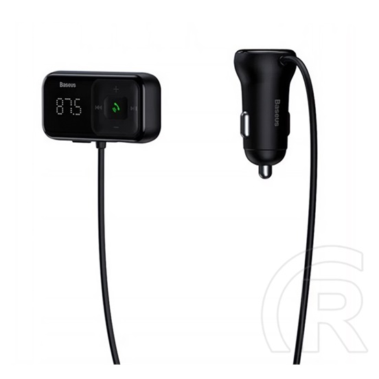 Baseus s-16 oe bluetooth fm transmitter autós töltő 2 usb aljzat (5v / 3.1a, microsd olvasó, aux, spirálkábel) fekete