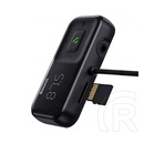 Baseus s-16 oe bluetooth fm transmitter autós töltő 2 usb aljzat (5v / 3.1a, microsd olvasó, aux, spirálkábel) fekete