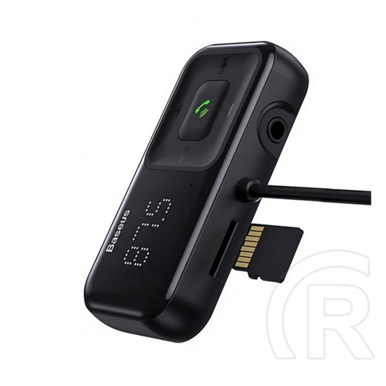 Baseus s-16 oe bluetooth fm transmitter autós töltő 2 usb aljzat (5v / 3.1a, microsd olvasó, aux, spirálkábel) fekete