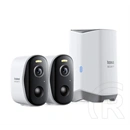 Baseus security n1 plus 2k kit kültéri biztonsági kamera csomag (2db kamera, 1db h1 homestation központ) fehér