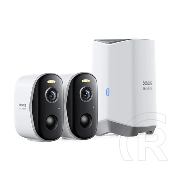 Baseus security n1 plus 2k kit kültéri biztonsági kamera csomag (2db kamera, 1db h1 homestation központ) fehér