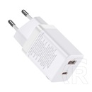 Baseus Super Si Pro hálózati töltő (USB-A + USB-C aljzat, 30W, fehér)