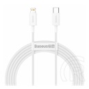 Baseus Superior adat- és töltőkábel (USB-C dugó / Lightning 8 pin dugó, 20W, 2 m, fehér)