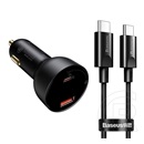 Baseus Superme autós töltő (USB-A + USB-C aljzat, 100W, USB-C kábel, fekete)