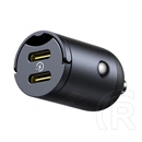 Baseus tiny star mini autós töltő 2 usb aljzat (30w, pd gyorstöltő) fekete