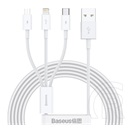 Baseus Superior 3in1 töltőkábel (USB-A / Lightning 8 pin + Micro-USB + USB-C dugó, 3,5A, 1,5 m, fehér)