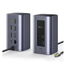 Baseus type-c hub 12in1 (elosztó, 100w, 4 usb+3 type-c+rj45+2 hdmi+tf/microsd kártya aljzat, pd gyorstöltő) sötétszürke