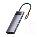 Baseus type-c hub 5in1 (aktív, elosztó, hdmi aljzat, 3 usb aljzat, type-c aljzat) szürke