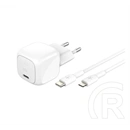 Belkin BoostCharge hálózati töltő Type-C aljzat (30W, PD gyorstöltő 3.0, Lightning kábel, fehér)