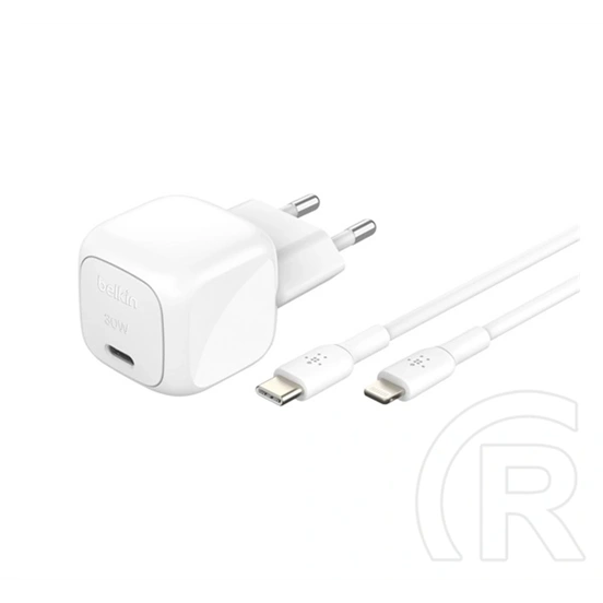 Belkin BoostCharge hálózati töltő Type-C aljzat (30W, PD gyorstöltő 3.0, Lightning kábel, fehér)