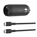 Belkin Boost Charge autós töltő Type-C aljzat (30W, PD gyorstöltő, Type-C kábel, fekete)