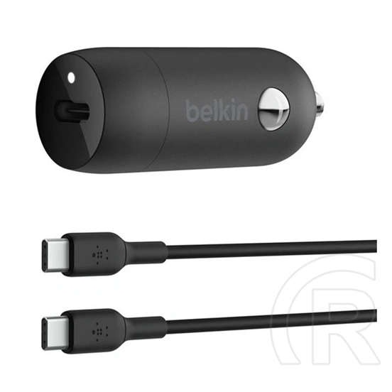 Belkin Boost Charge autós töltő Type-C aljzat (30W, PD gyorstöltő, Type-C kábel, fekete)