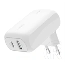 Belkin Dual hálózati töltő (42W, PD és QC gyorstöltés, USB, type-c aljzat, fehér)