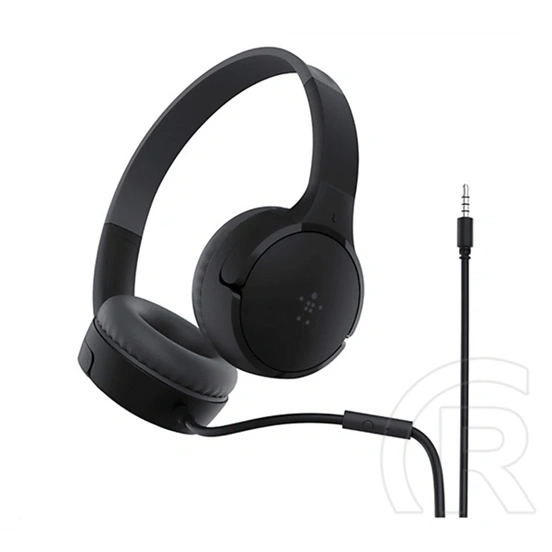 Belkin SoundForm Mini vezetékes fejhallgató sztereo (3,5 mm jack, mikrofon, felvevő gomb, gyerek méret, fekete)