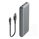 Belkin boost charge vésztöltő 2 usb+type-c aljzat (20000mah, 15w, gyorstöltő + type-c kábel) sötétszürke
