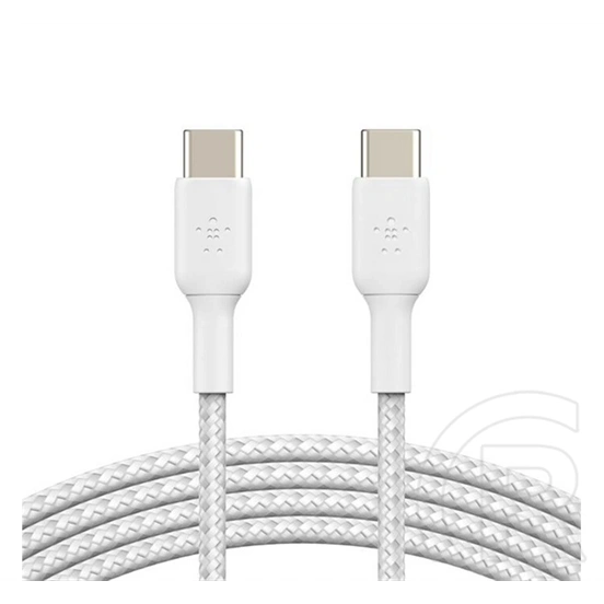Belkin boostcharge adatkábel (type-c - type-c, 60w, gyorstöltő, cipőfűző, 200cm) fehér