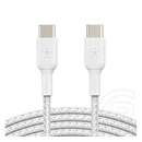 Belkin boostcharge adatkábel (type-c - type-c, 60w, pd gyorstöltő, cipőfűző, 100cm) fehér