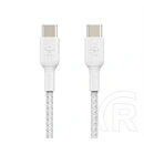 Belkin boostcharge adatkábel (type-c - type-c, 60w, pd gyorstöltő, cipőfűző, 200cm) fehér