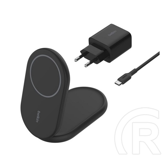 Belkin boostcharge asztali töltő (15w, gyorstöltő, wireless, magsafe, összehajtható, qi2 + tápegység) fekete