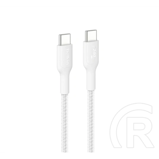 Belkin boostcharge pro adatkábel (type-c - type-c, 240w, pd gyorstöltő, cipőfűző, 100cm) fehér