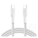 Belkin boostcharge pro adatkábel (type-c - type-c, 240w, pd gyorstöltő, cipőfűző, 200cm) fehér