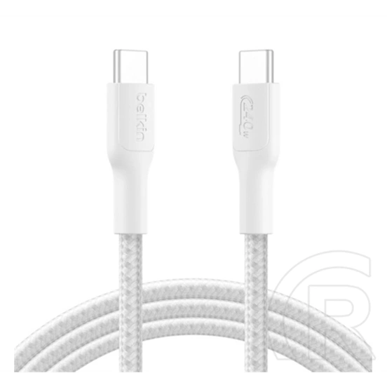 Belkin boostcharge pro adatkábel (type-c - type-c, 240w, pd gyorstöltő, cipőfűző, 200cm) fehér