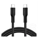 Belkin boostcharge pro adatkábel (type-c - type-c, 240w, pd gyorstöltő, cipőfűző, 200cm) fekete
