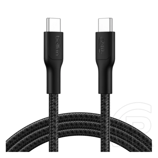 Belkin boostcharge pro adatkábel (type-c - type-c, 240w, pd gyorstöltő, cipőfűző, 200cm) fekete