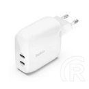 Belkin boostcharge pro hálózati töltő 2 type-c aljzat (60w, pd gyorstöltő) fehér