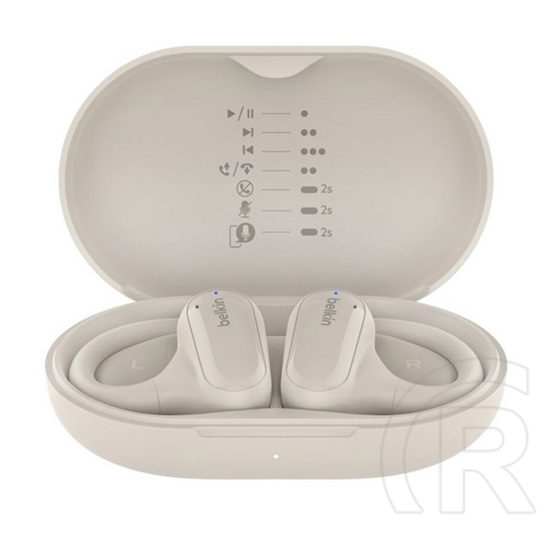 Belkin soundform clarfit bluetooth fülhallgató sztereo (v5.3, tws, mikrofon, fülre akasztható, ipx5 + töltőtok) bézs