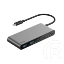 Belkin type-c hub 7in1 (elosztó, 2 usb+2 type-c+hdmi+sd/microsd kártya aljzat, 100w, pd gyorstöltő, 4k, 20cm) szürke