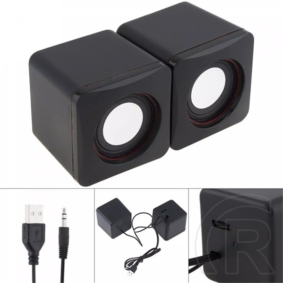 Blackbird 2.0 hordozható mini hangszóró (USB táp, 3,5 mm jack, RMS 3W x2, fekete)