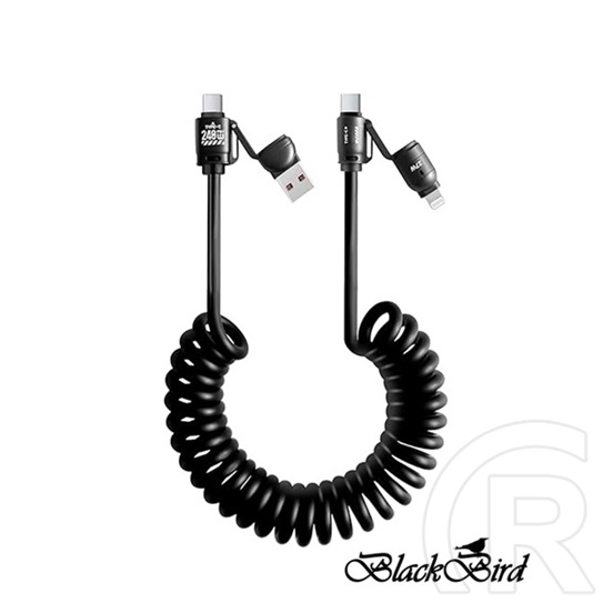 Blackbird Extreme adatkábel 4in1 (USB-A / USB-C / Lightning, 50-200 cm, fekete)
