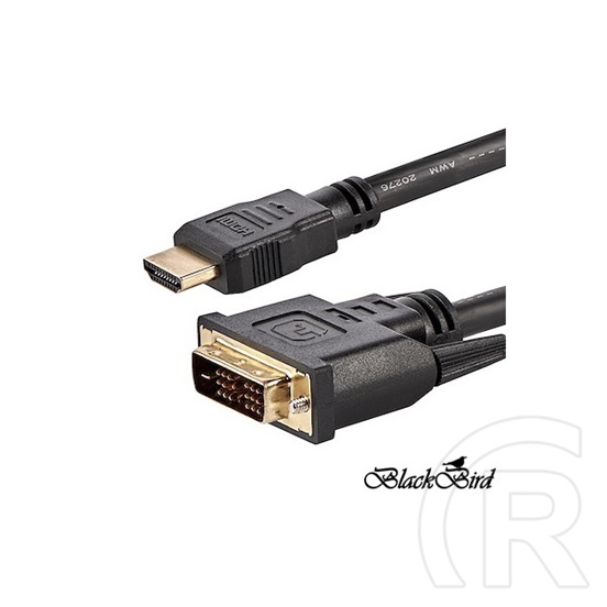 Blackbird HDMI-DVI kábel (kétirányú, HDMI dugó / DVI 24+1 dugó, 1 m, fekete)