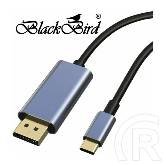 Blackbird átalakító kábel (USB-C - DisplayPort 1.4, 2 m, 2K/4K, fekete)