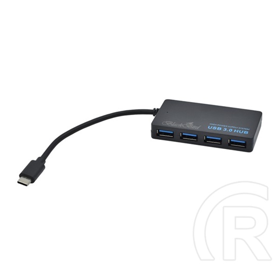 Blackbird bh1201 usb hub 4in1 (elosztó, 4 usb 3.0 aljzat, 20cm type-c kábel) fekete