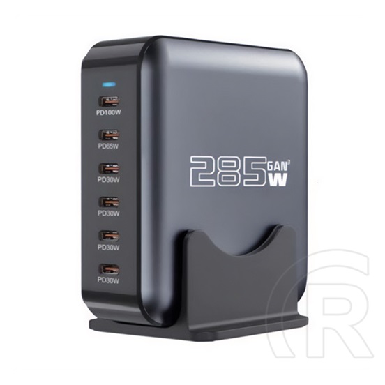 Blackbird bh1668 hálózati töltő 6 type-c aljzat (285w, gan, pd gyorstöltő) fekete