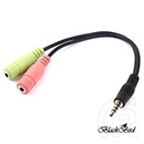 Blackbird headset átalakító (1x 3,5 mm 4 pólusú férfi / 2x 3,5 mm 3 pólusú női, OMTP)
