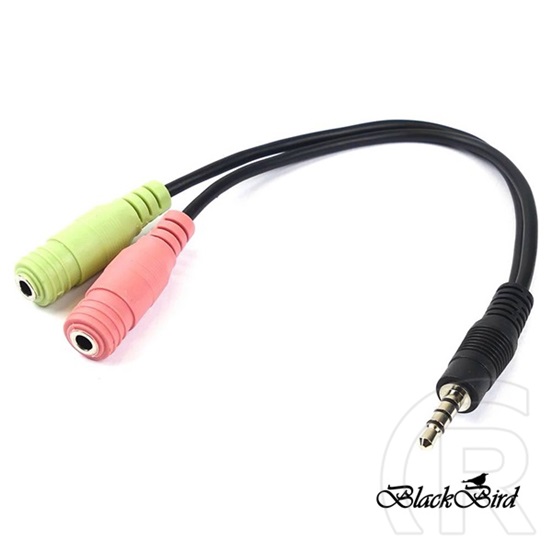 Blackbird headset átalakító (1x 3,5 mm 4 pólusú férfi / 2x 3,5 mm 3 pólusú női, OMTP)