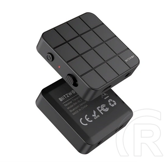 BlitzWolf Bluetooth FM adó (microUSB, 3,5 mm jack, Bluetooth 5.0, 200 mAh, fekete)