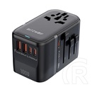 Blitzwolf bw-ta2 utazó töltő 2 usb+3 type-c aljzat (100w, gan, pd gyorstöltés, eu, uk, us, au) fekete