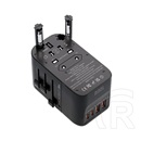 Blitzwolf bw-ta2 utazó töltő 2 usb+3 type-c aljzat (100w, gan, pd gyorstöltés, eu, uk, us, au) fekete