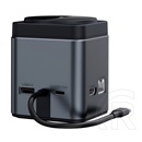 Blitzwolf type-c hub 9in1 (elosztó, 100w, 3 usb+type-c+rj45+hdmi+2 tf/sd kártya aljzat, 15w, wireless) fekete