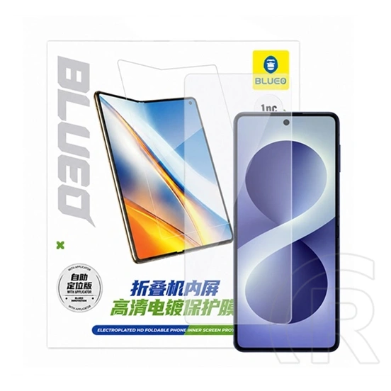 Blueo Samsung Z Flip8 hd képernyővédő fólia (oleofób felület, karcálló, belső kijelző + segédkeret) átlátszó