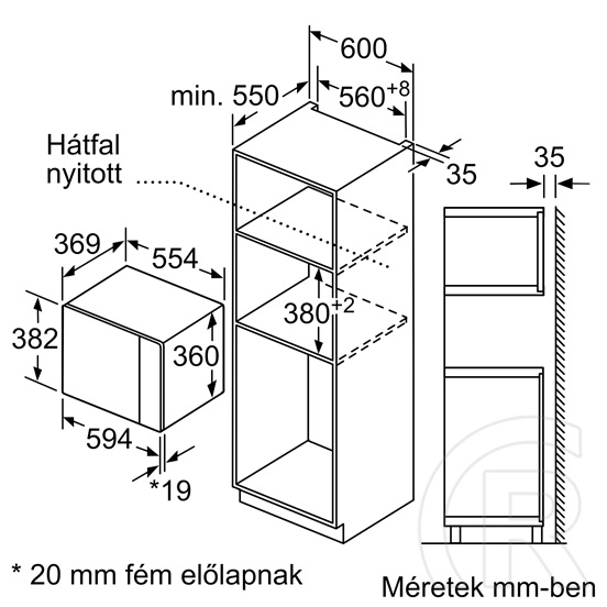 Bosch BFL553MS0 beépíthető mikrohullámú sütő (fekete)