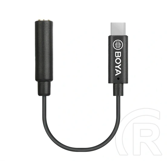 Boya by-k4 audió adapter kábel (3.5mm jack aljzat - type-c, 6cm) fekete